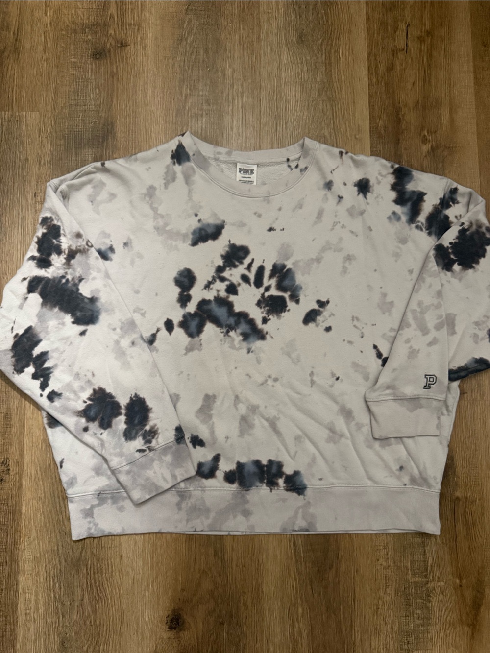 PINK Victoria's Secret Tie-Dye Crewneck Sweatshirt - White & Black